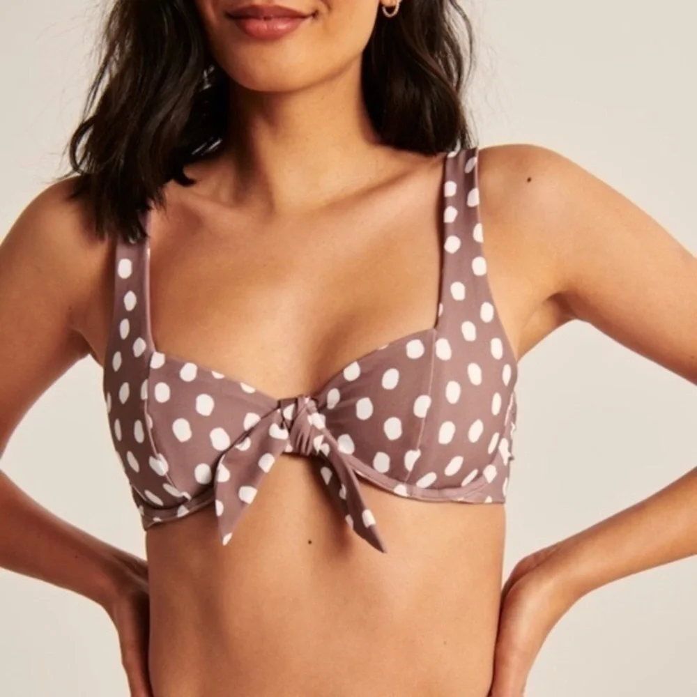 Abercrombie and Fitch taupe brown polka dot underwire bikini top xs - Picture 12 of 12